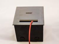 KFH-180S Напольный коммутационный лючок, лицевая панель 180х180 мм из нержавеющей стали, 8 любых панельных разъёмов KONANlabs