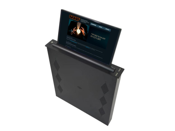 KVC-ML Моторизованный выдвижной монитор для конференц-зала, вид с корпусом