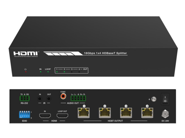 KVC-ES4B150UIR Усилитель-распределитель 1:4 HDMI с выходами HDbaseT