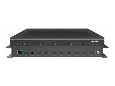 KVC-SS44UEE Бесподрывный матричный переключатель (свитчер) 4:4 сигналов HDMI 2.0, пропускная способность 18 Gbps, масштабирование, режим видеостены, разрешение до DCI 4K 4096х2160@60 Гц без субдискретизации, управление RS-232, TCP/IP KVC-SS44UEE Бесподрывный матричный переключатель (свитчер) 4:4 сигналов HDMI 2.0, пропускная способность 18 Gbps, масштабирование, режим видеостены, разрешение до DCI 4K 4096х2160@60 Гц без субдискретизации, управление RS-232, TCP/IP