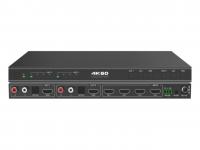 KVC-SM42UR Бесподрывный матричный переключатель (свитчер) 4:2 сигналов HDMI 2.0b, пропускная способность 18 Gbps, масштабирование входов, режим квадратора, разрешение до 3840х2160, управление кнопками на передней панели, ИК и RS-232 KVC-SM42UR Бесподрывный матричный переключатель (свитчер) 4:2 сигналов HDMI 2.0b, пропускная способность 18 Gbps, масштабирование входов, режим квадратора, разрешение до 3840х2160, управление кнопками на передней панели, ИК и RS-232