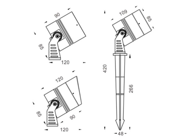 Прожектор KLF-AY0304 Габаритный чертёж