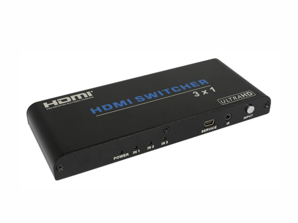 KVC-S31H Переключатель (свитчер) 3:1 сигнала HDMI 2.0, полоса пропускания 10,2 Gbps, разрешение до 3840х2160@30 Гц без субдискретизации, до 3840х2160@60 Гц с субдискретизацией 4:2:0