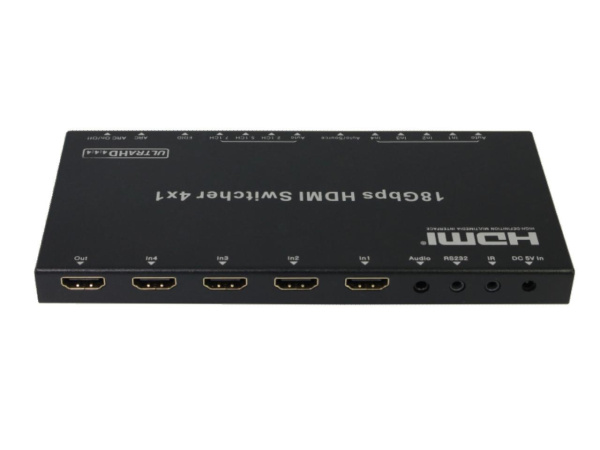 KVC-S41UR Переключатель (свитчер) 4:1 сигнала HDMI, полоса пропускания 18 Gbps, разрешение до 3840х2160@60 Гц без субдискретизации