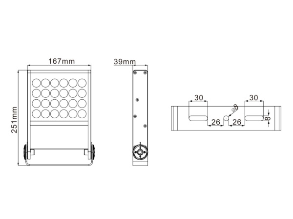 KLF-AF1801 Габаритные размеры архитектурного прожектора